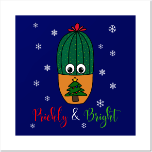 Prickly And Bright - Cactus In Christmas Tree Pot Posters and Art